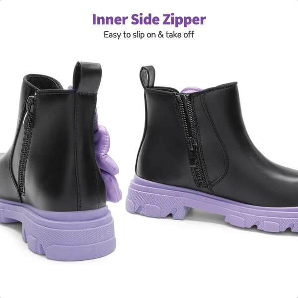 Girls Interchangeable Chelsea Boots - BLACK-PURPLE - 3